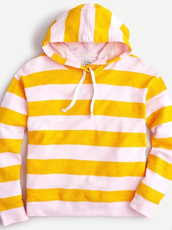 J. Crew Tops - NWT J Crew Striped Hooded Pullover — Yellow & Light Pink Terry Vintage Cotton XL